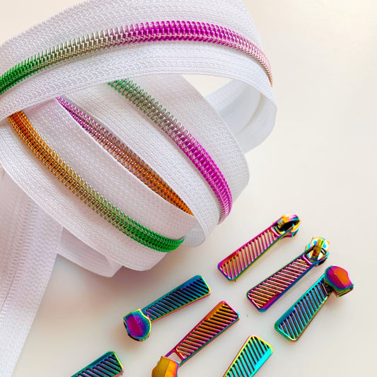 Zipper White & Rainbow