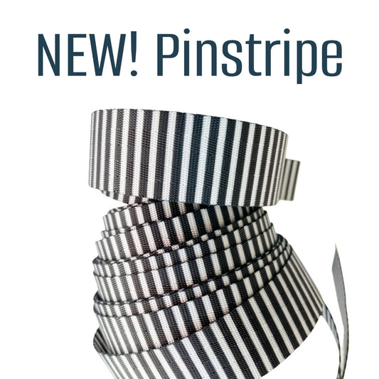Black White Pinstripes seatbelt webbing 5 YDS