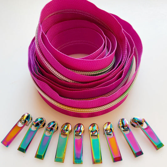 Zipper Fuchsia & Rainbow