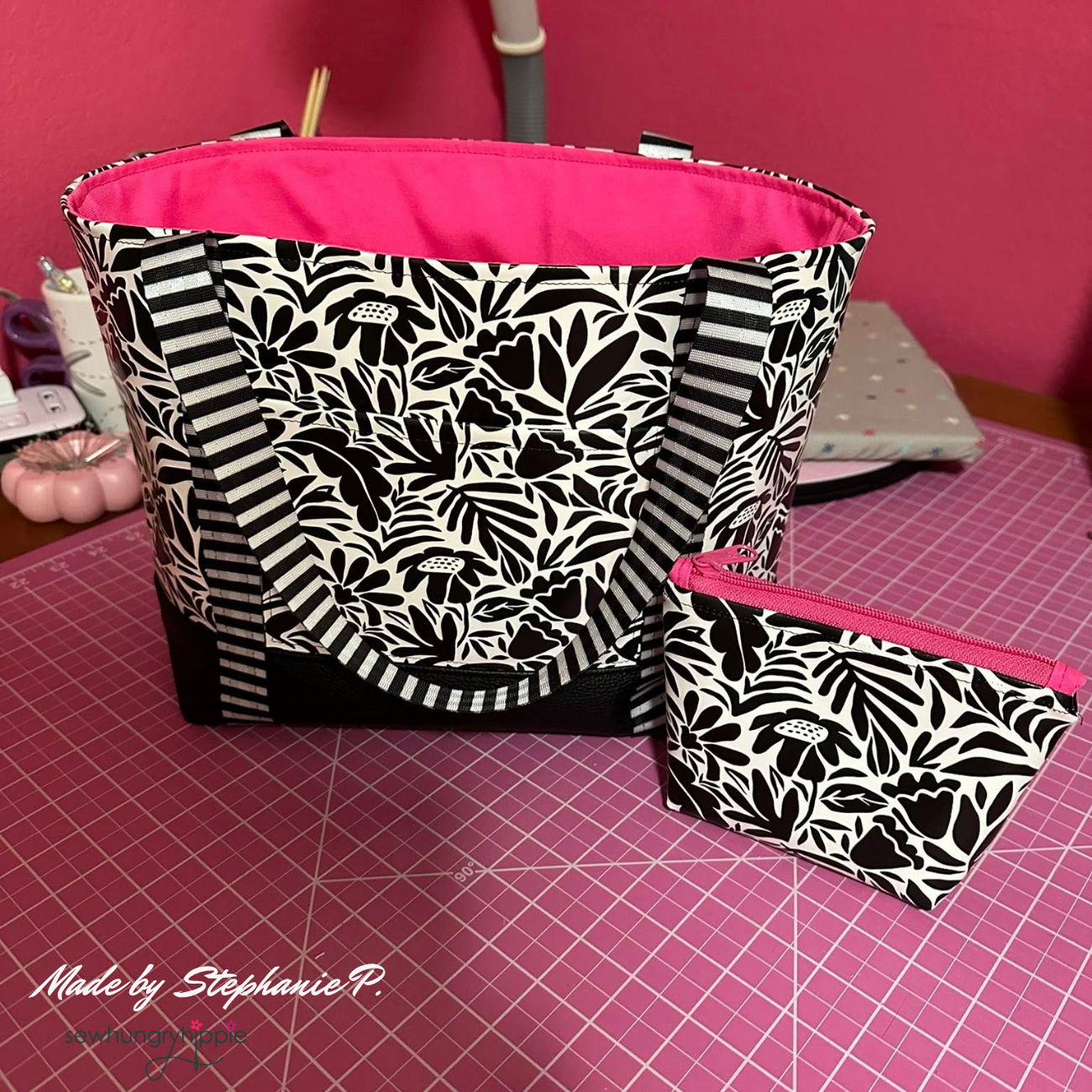 Black and Cream Floral Vinyl