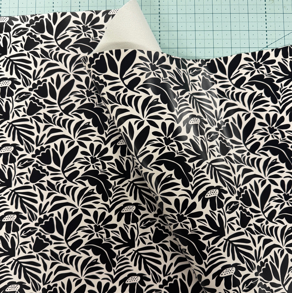 cream and black vinyl for sewing bags
