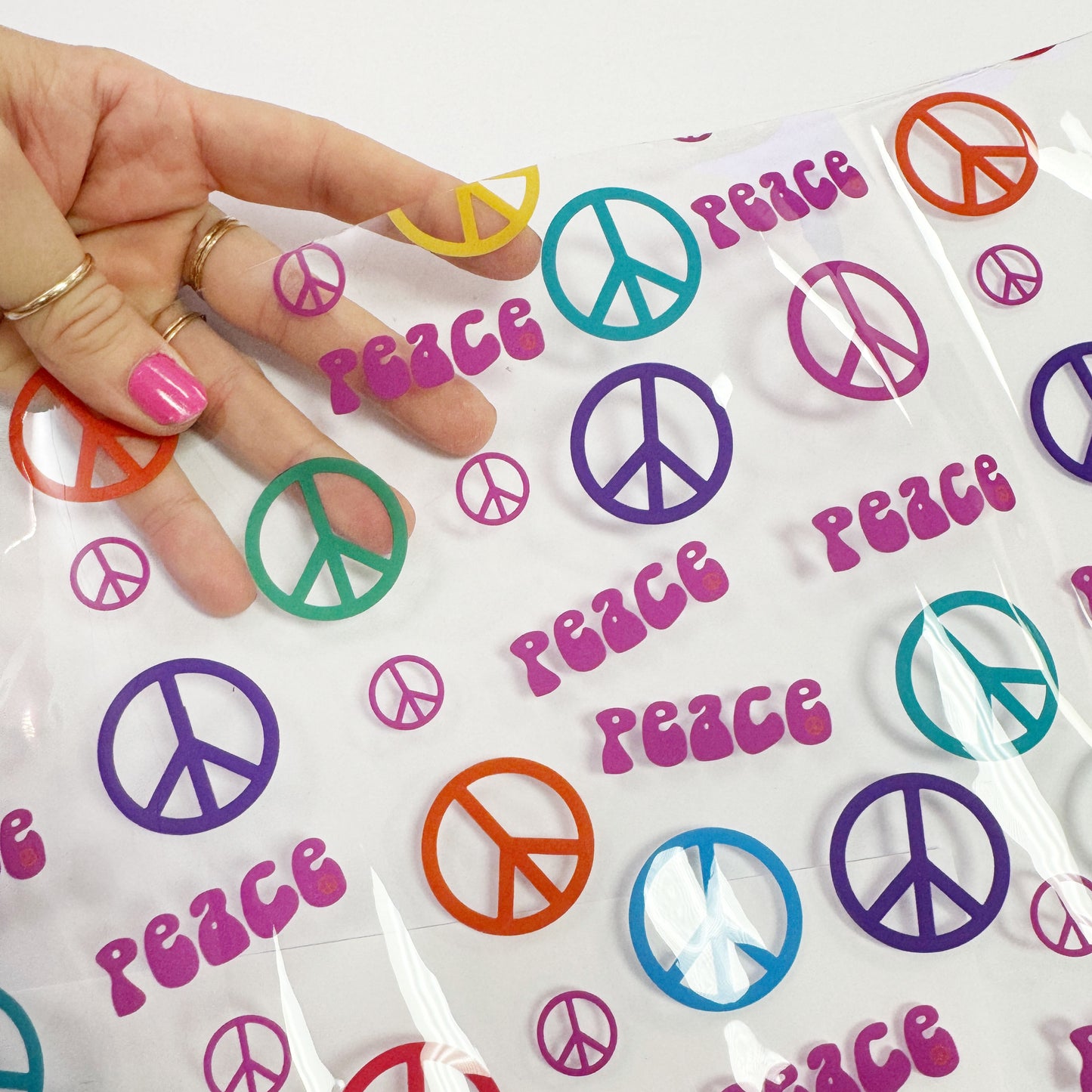 TPU clear vinyl Peace Signs